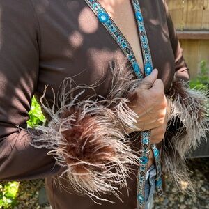 Brown Feathered Women's Jacket